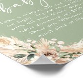 Sage Green Pampas Grass Baby shower Poster (Hoek)