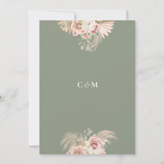 Sage Green Pampas Grass Boho Arch Floral Kaart (Achterkant)