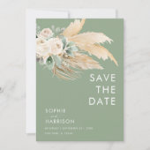 Sage Green Pampas grass Boho Save the Date Kaart (Voorkant)