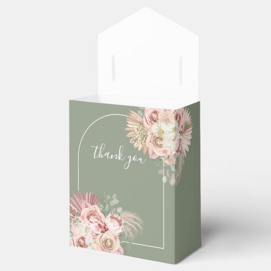Sage Green Pampas Grass Boho Wedding Box Bedankdoosjes (Geopend)
