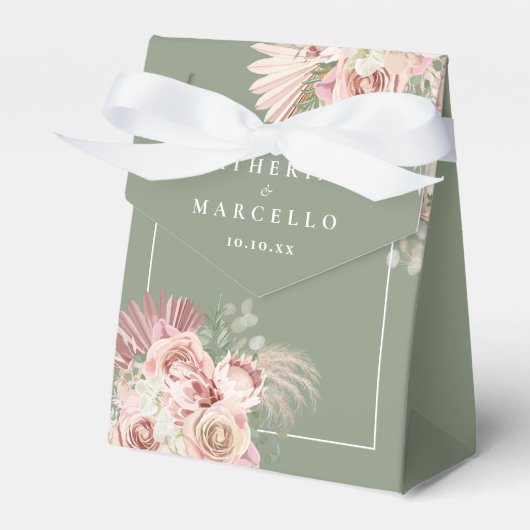 Sage Green Pampas Grass Boho Wedding Box Bedankdoosjes (Voorkant Zijde)
