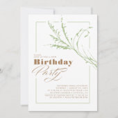 Sage Green Pampas Grass Modern Birthday Party Kaart (Voorkant)