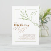 Sage Green Pampas Grass Modern Birthday Party Kaart (Staand voorkant)