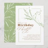 Sage Green Pampas Grass Modern Birthday Party Kaart (Voorkant / Achterkant)