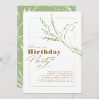 Sage Green Pampas Grass Modern Birthday Party