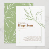 Sage Green Pampas Grass Modern Minimalist Baptisme Kaart (Voorkant / Achterkant)