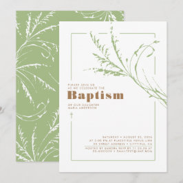 Sage Green Pampas Grass Modern Minimalist Baptisme Kaart