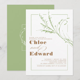 Sage Green Pampas Grass Modern Rehearsal Dinner Kaart