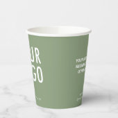 Sage Green Paper Cups Custom Business Logo 8 oz Papieren Bekers (Links)