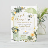 Sage Green Paraplu April Douches Baby shower Kaart (Staand voorkant)