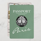 Sage Green Paris Passport Bewaar de datum Save The Date (Voorkant / Achterkant)