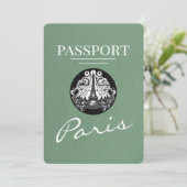 Sage Green Paris Passport Bewaar de datum Save The Date (Staand voorkant)