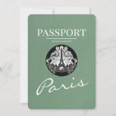 Sage Green Paris Passport Bewaar de datum Save The Date (Voorkant)