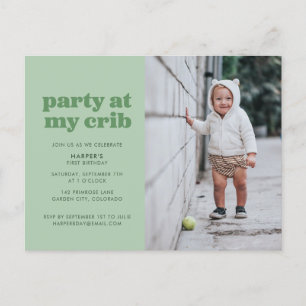 Sage Green Party in My Wieg 1st Birthday Party IV Briefkaart