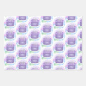 Sage Green, Pastel Paars en Roze Birthday Cake Inpakpapier Vel (Voorkant)