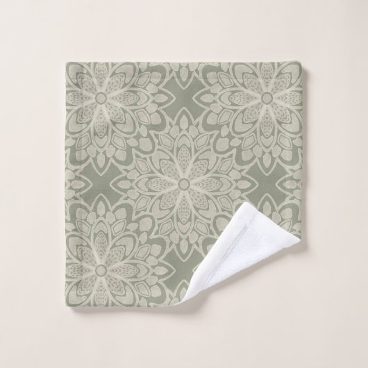 Sage Green Pattern Bad Handdoek (Wasdoekje)