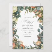 Sage Green, Peach, and Cream Floral Wedding Kaart (Voorkant)
