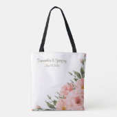 Sage Green & Peach Rozen Tote Bag (Achterkant)