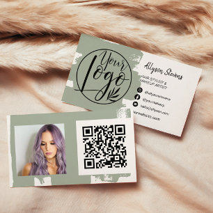 Sage green penseel hair make-up foto logo qcode visitekaartje
