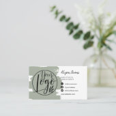 Sage green penseel hair make-up foto logo qcode visitekaartje (Staand voorkant)