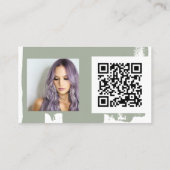 Sage green penseel hair make-up foto logo qcode visitekaartje (Achterkant)