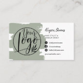 Sage green penseel hair make-up foto logo qcode visitekaartje (Voorkant)