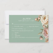 Sage Green Peony Garden Wedding RSVP Card (Voorkant)