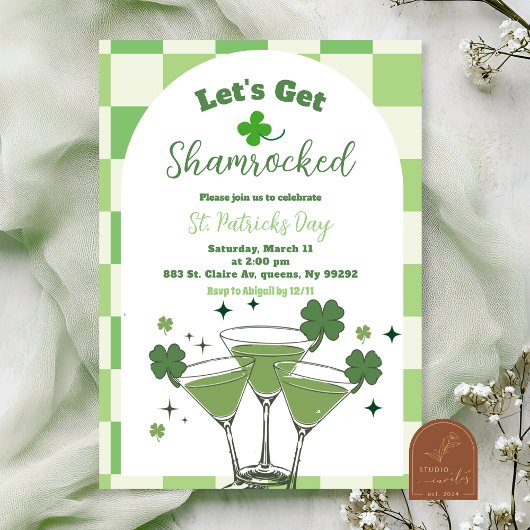 Sage Green Peppy St Patrick's Day Invitation Kaart