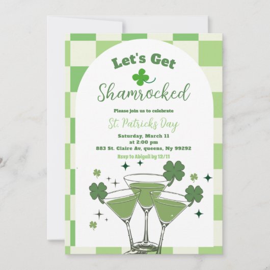 Sage Green Peppy St Patrick's Day Invitation Kaart (Voorkant)