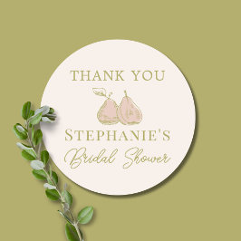 Sage Green Perfect Pear Bridal Shower Thank You Ronde Sticker
