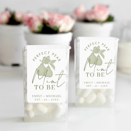 Sage Green Perfect Pear "Mint to Be" Wedding Favor Etiket