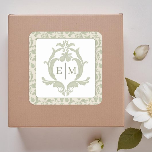 Sage Green Perfect Pear Monogram bruiloft Sticker
