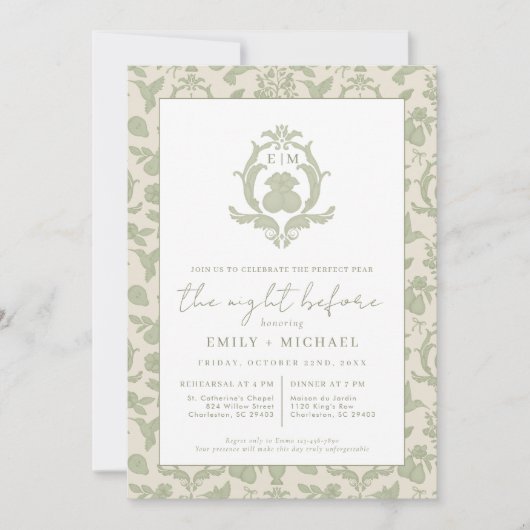 Sage Green Perfect Pear Night voor het diner Uitno Kaart (Voorkant)
