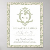 Sage Green Perfect Pear Signature Drinken Sign Poster (Voorkant)