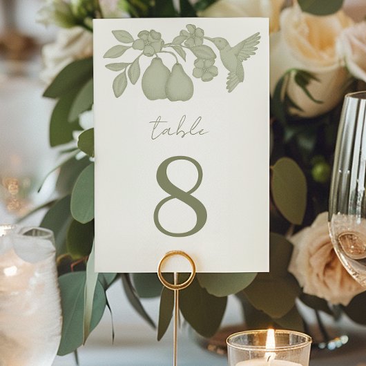 Sage Green Perfect Pear Trouwtafel Nummer Kaart