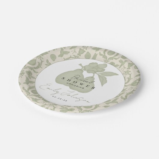 Sage Green Perfect Pear Vrijgezellenfeest Borden Papieren Bordje (Gekanteld)