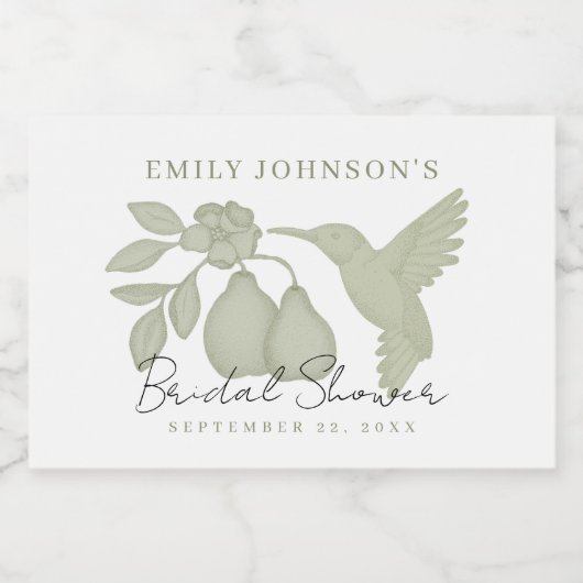 Sage Green Perfect Pear Vrijgezellenfeest Sparkling Wijnetiket (Enkel label)