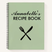 Sage Green Personal Family Recipbook Cookbook Notitieboek (Voorkant)