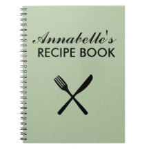 Sage Green Personal Family Recipbook Cookbook