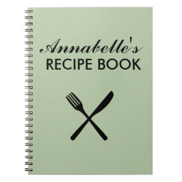 Sage Green Personal Family Recipbook Cookbook Notitieboek