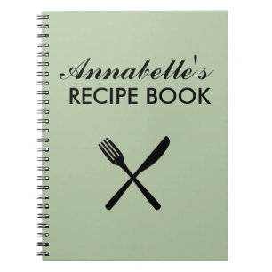 Sage Green Personal Family Recipbook Cookbook Notitieboek