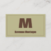 Sage Green Personalized Monogram Letter Name Visitekaartje (Voorkant)