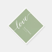 Sage green Personalized names Love script Napkins Servet (Hoek)