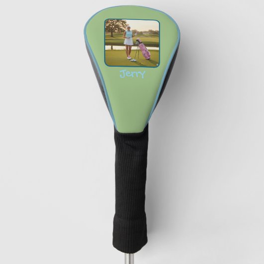 Sage Green Personalized Photo Custom Golfheadcover (Voorkant)