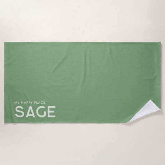 Sage Green Persoonlijke Slogan Beach Towel Strandlaken (Voorkant)