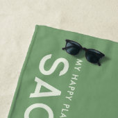 Sage Green Persoonlijke Slogan Beach Towel Strandlaken (In situ)