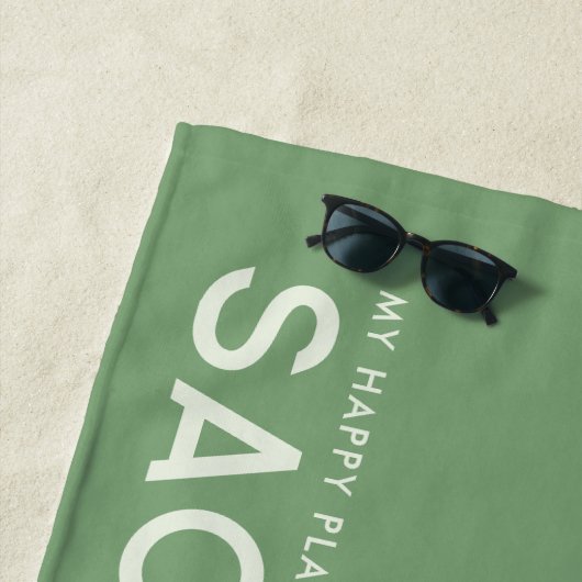 Sage Green Persoonlijke Slogan Beach Towel Strandlaken (In situ)