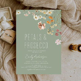 Sage Green Petals & Prosecco Vrijgezellenfeest Kaart