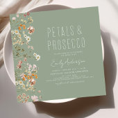 Sage Green Petals & Prosecco Vrijgezellenfeest Kaart