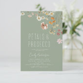 Sage Green Petals & Prosecco Vrijgezellenfeest Kaart (Staand voorkant)